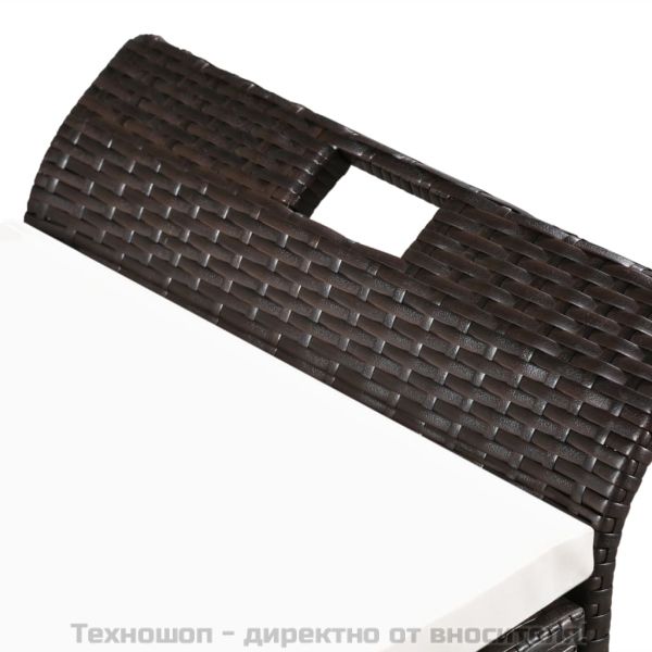 Пейка за съхранение с възглавница, 138 см, полиратан, кафява