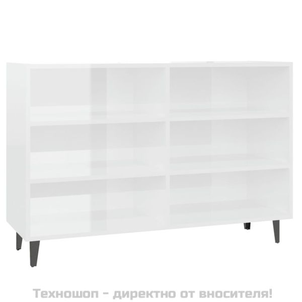 Сайдборд, бял гланц, 103,5x35x70 см, инженерно дърво