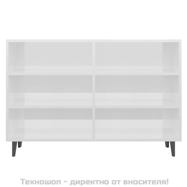 Сайдборд, бял гланц, 103,5x35x70 см, инженерно дърво