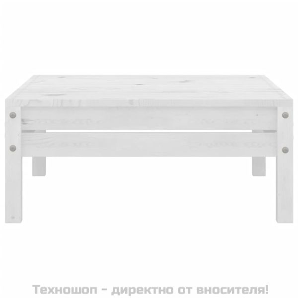 Градинска табуретка, бяла, борово дърво масив