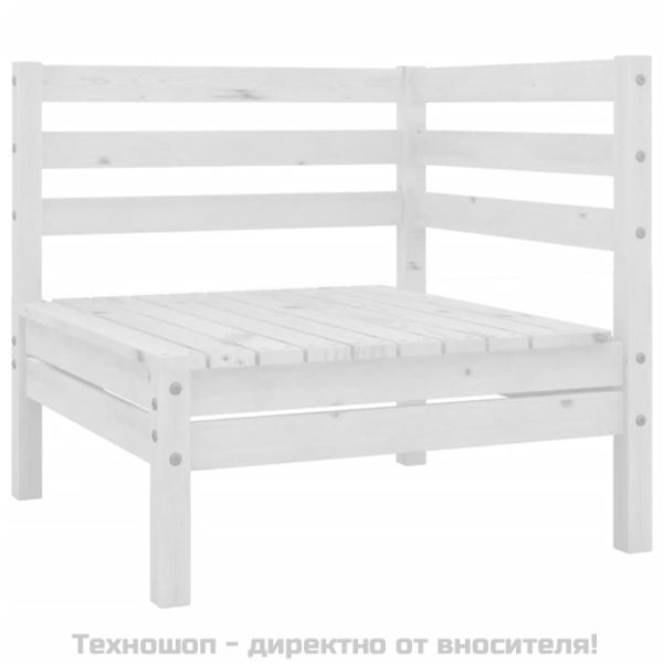 Градински лаундж комплект, 4 части, бор масив, бял