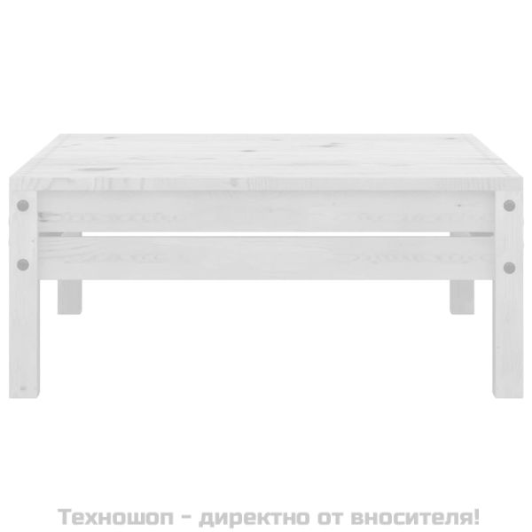 Градински лаундж комплект, 4 части, бор масив, бял