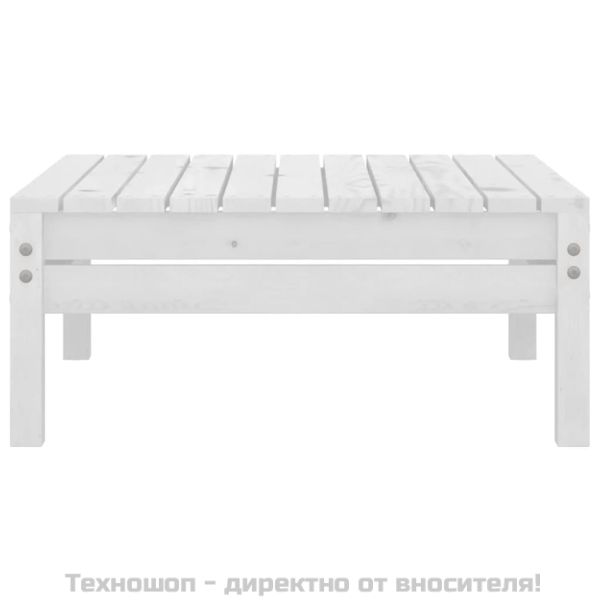 Градински лаундж комплект, 4 части, бор масив, бял