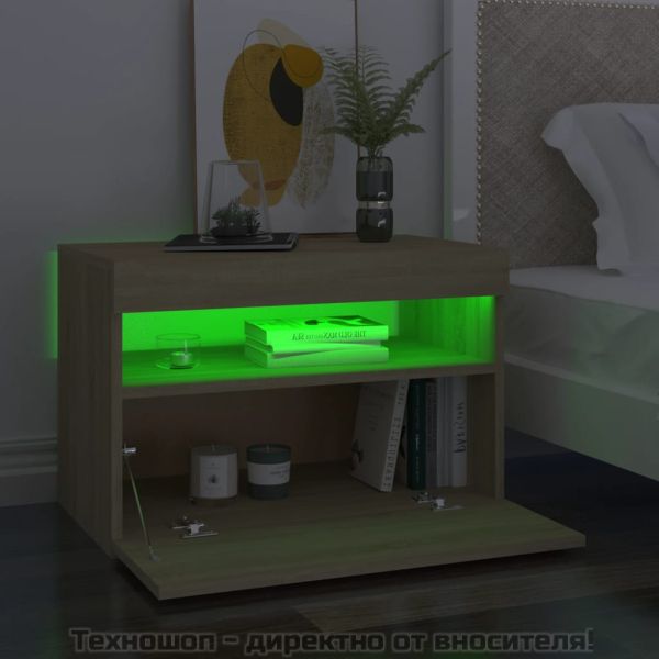 ТВ шкафове с LED осветление 2 бр дъб сонома 60x35x40 см