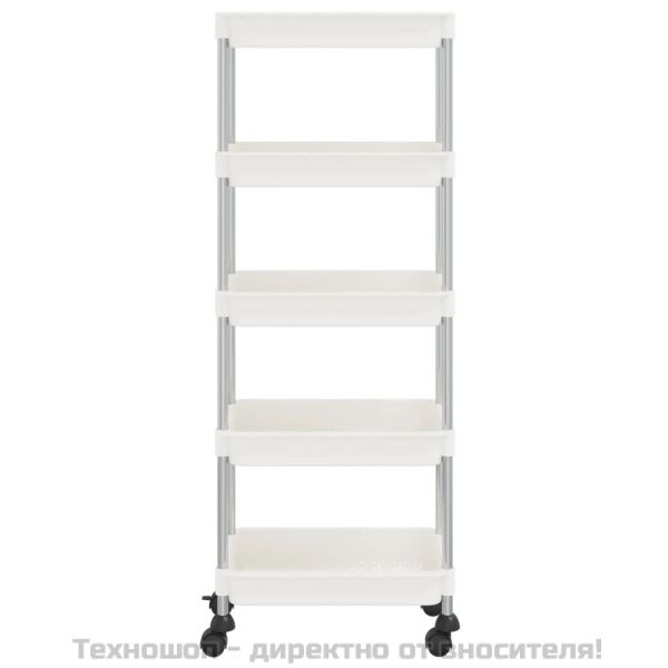 Кухненска количка на 5 нива, бяла, 42x29x128 см, желязо и ABS
