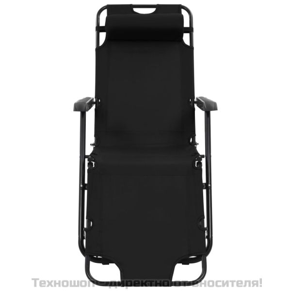 Сгъваеми шезлонги с подложки за крака, 2 бр, стомана, черни
