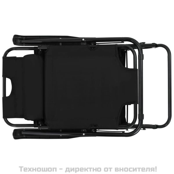 Сгъваеми шезлонги с подложки за крака, 2 бр, стомана, черни