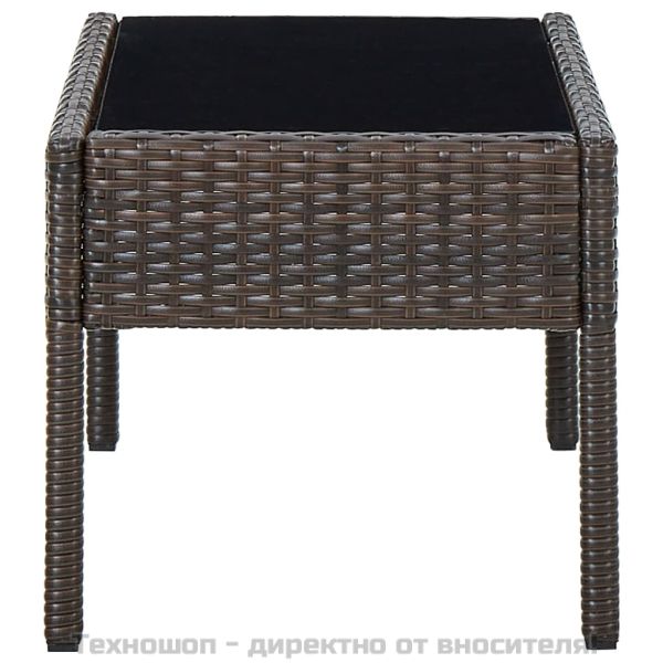 Градинска маса, кафява, 75x40x37 см, полиратан