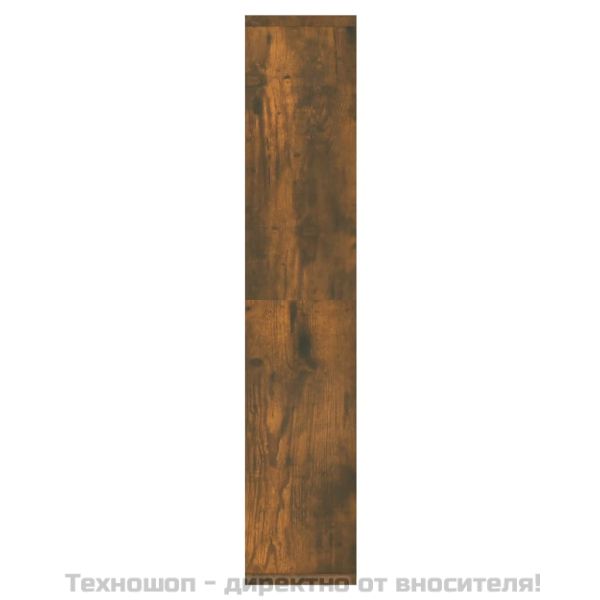 Огледален шкаф с LED, опушен дъб, 91x15x76,5 см