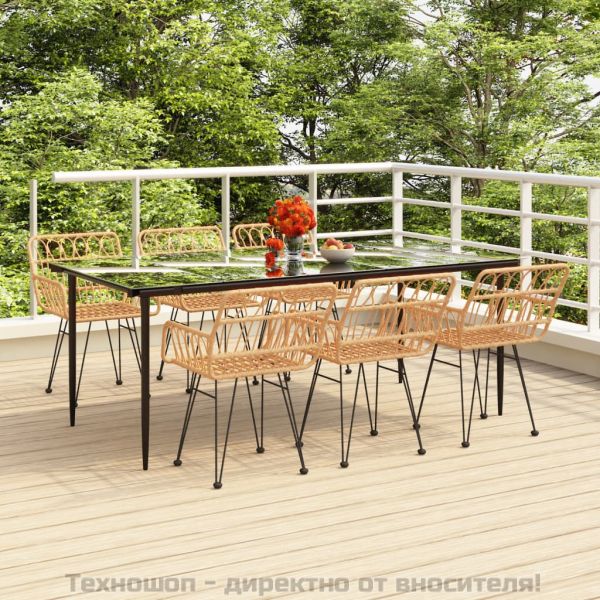 Градински трапезен комплект от 7 части, полиратан