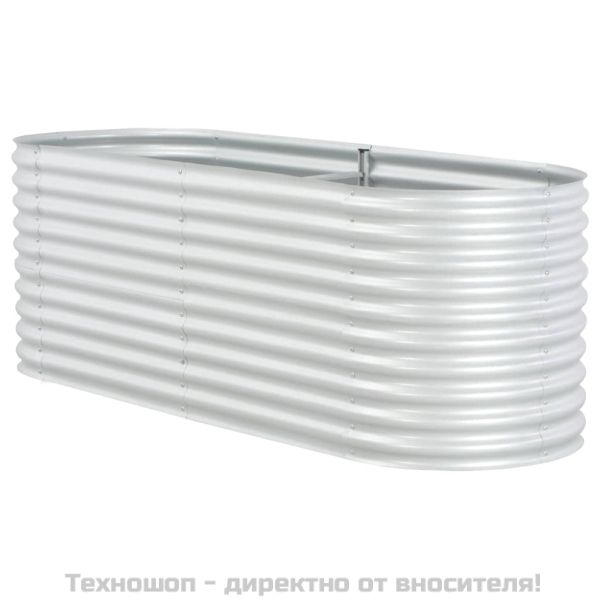 Градинска висока леха 240x80x81 см поцинкована стомана сребро