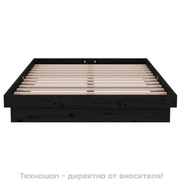 Рамка за легло черна дърво масив 120x190 см Small Double