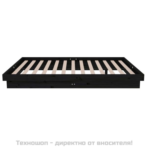 Рамка за легло черна дърво масив 120x190 см Small Double