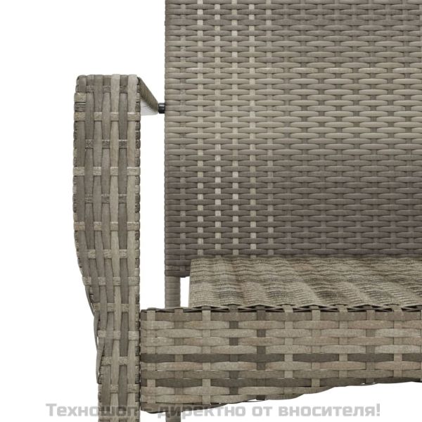 Градински столове с възглавници, 4 бр, полиратан, сиви