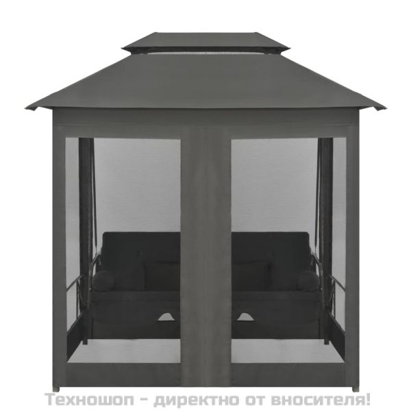 Градинска люлка със сенник, антрацит, 220x160x240 см, стомана