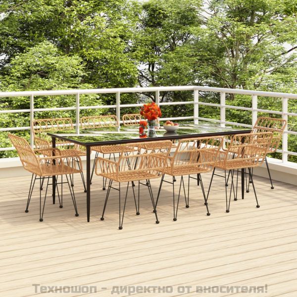 Градински трапезен комплект, 9 части, полиратан