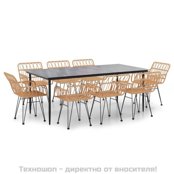 Градински трапезен комплект, 9 части, полиратан