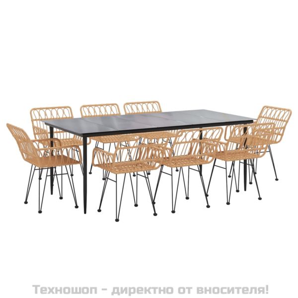 Градински трапезен комплект, 9 части, полиратан