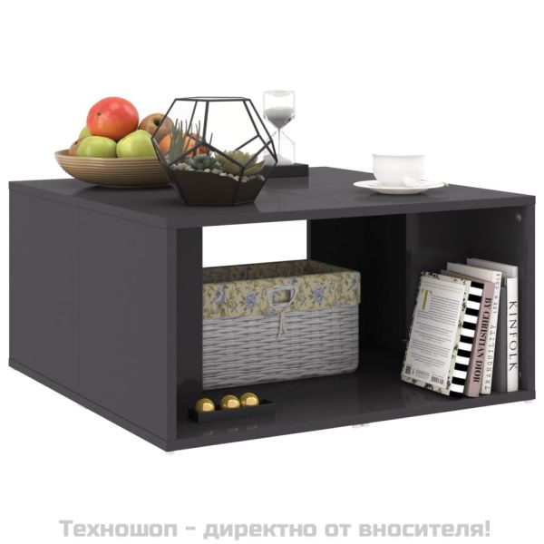 Маси за кафе, 4 бр, сив гланц, 33x33x33 см, инженерно дърво