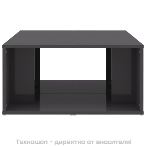 Маси за кафе, 4 бр, сив гланц, 33x33x33 см, инженерно дърво