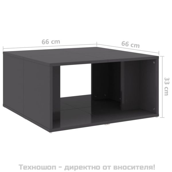 Маси за кафе, 4 бр, сив гланц, 33x33x33 см, инженерно дърво