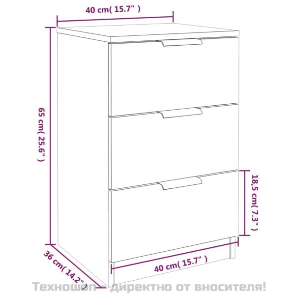 Нощни шкафчета, 2 бр, сив сонома, 40x36x65 см