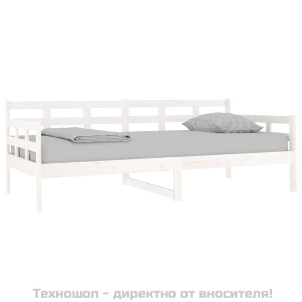 Дневно легло, бяло, борово дърво масив, 90x190 см