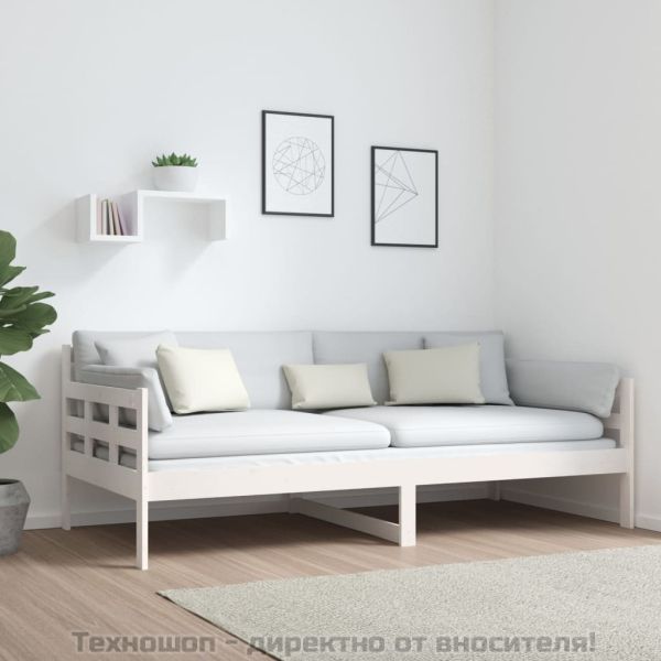 Дневно легло, бяло, борово дърво масив, 90x190 см