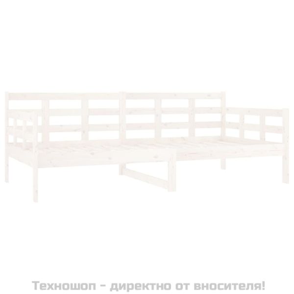 Дневно легло, бяло, борово дърво масив, 90x190 см