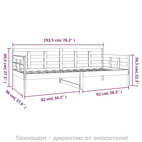 Дневно легло, бяло, борово дърво масив, 90x190 см