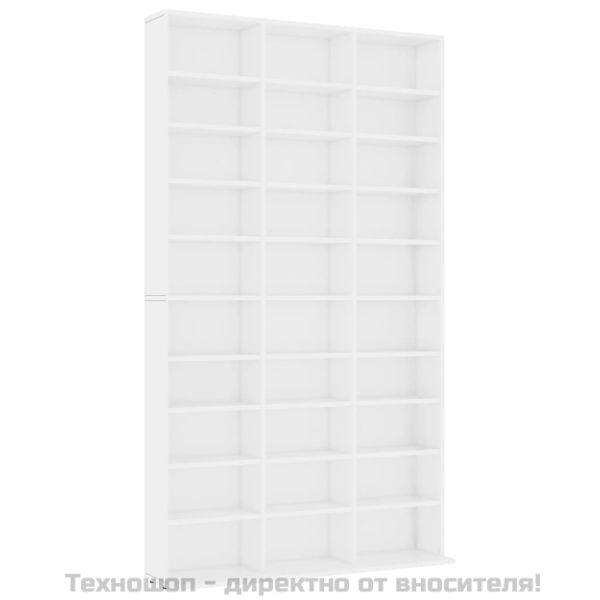 Етажерка за компактдискове бяла 102x16x177,5 см инженерно дърво