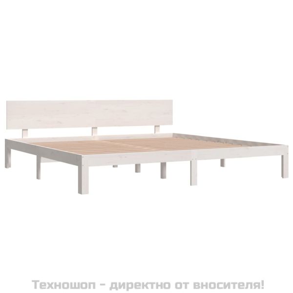 Рамка за легло, бяла, бор масив, 200x200 см