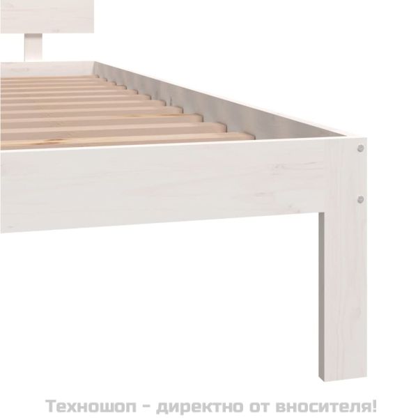 Рамка за легло, бяла, бор масив, 200x200 см