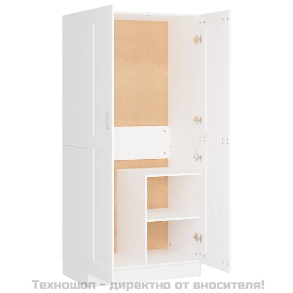 Гардероб, бял, 82,5x51,5x180 см, инженерно дърво