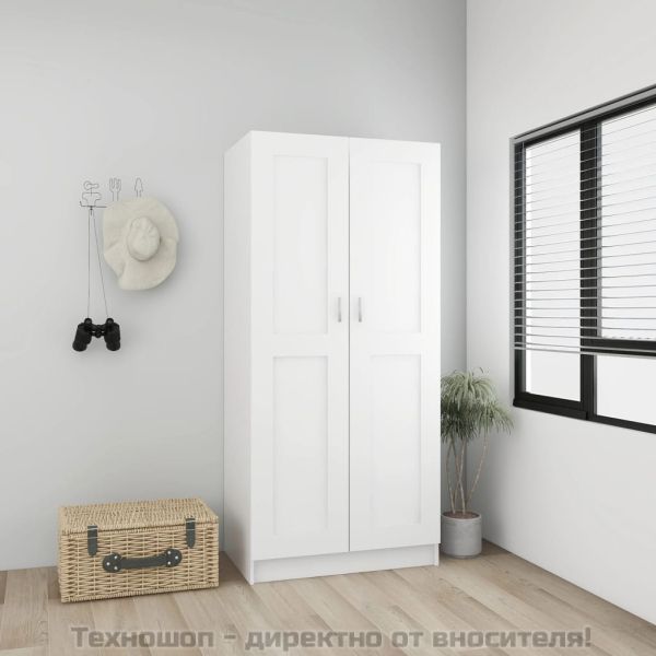Гардероб, бял, 82,5x51,5x180 см, инженерно дърво