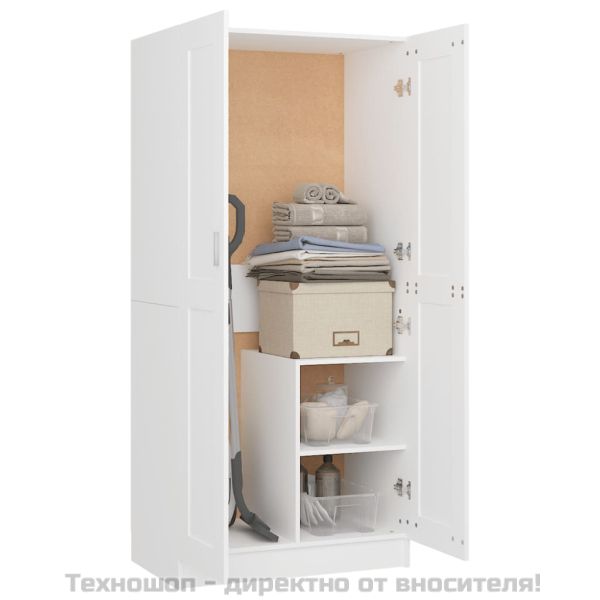 Гардероб, бял, 82,5x51,5x180 см, инженерно дърво