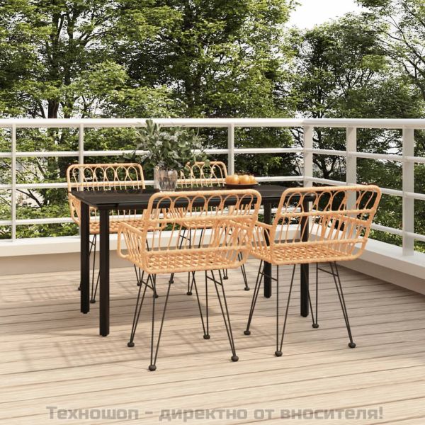 Градински трапезен комплект от 5 части, полиратан