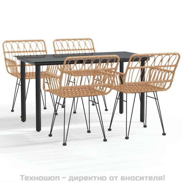 Градински трапезен комплект от 5 части, полиратан