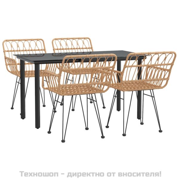 Градински трапезен комплект от 5 части, полиратан