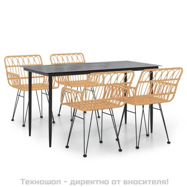 Градински трапезен комплект от 5 части, полиратан