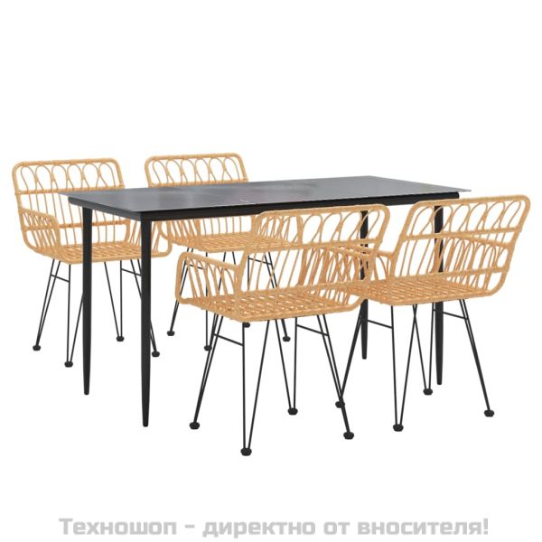 Градински трапезен комплект от 5 части, полиратан