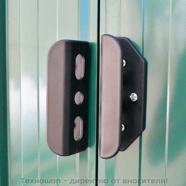 Градинска барака за съхранение, зелена, метал, 257x205x178 см