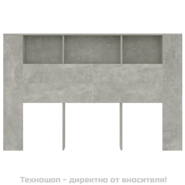 Табла за легло тип шкаф, бетонно сива, 160x18,5x104,5 см