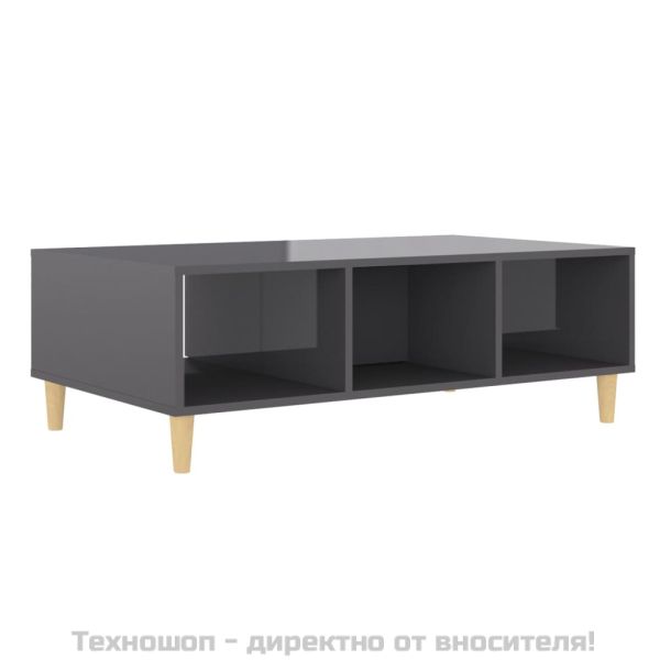 Маса за кафе, сив гланц, 103,5x60x35 см, инженерно дърво