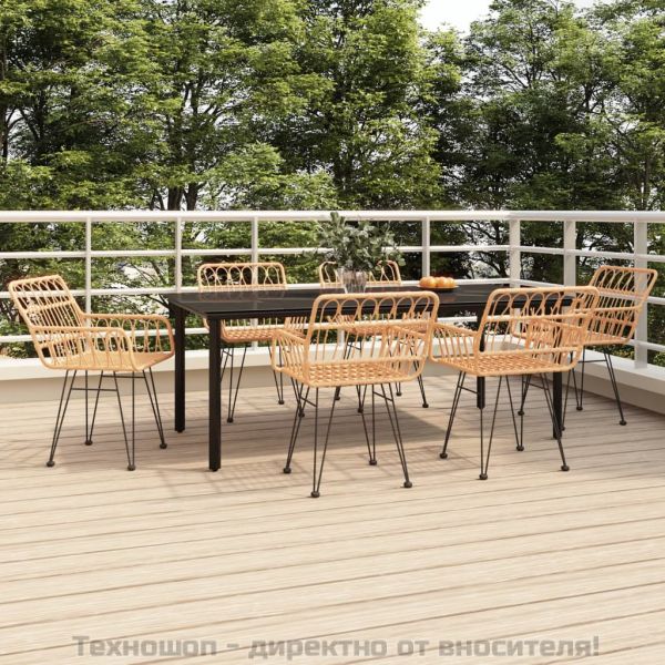 Градински трапезен комплект от 7 части, полиратан