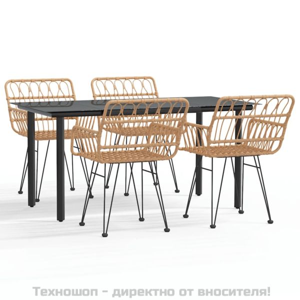 Градински трапезен комплект от 5 части, полиратан