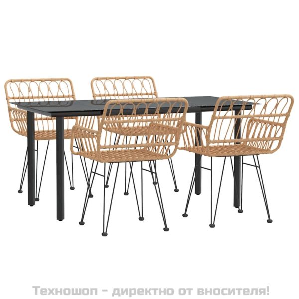 Градински трапезен комплект от 5 части, полиратан