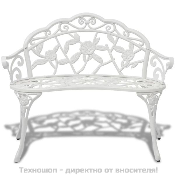 Градинска пейка, 100 см, лят алуминий, бяла
