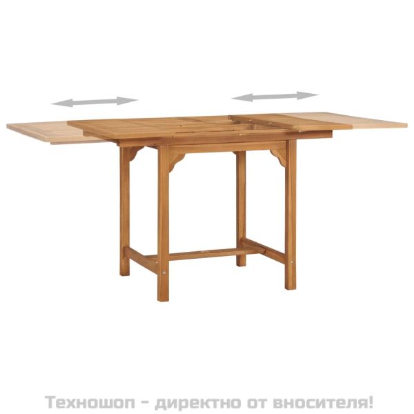 Разтегателна градинска маса, (110-160)х80х75 см, тик масив