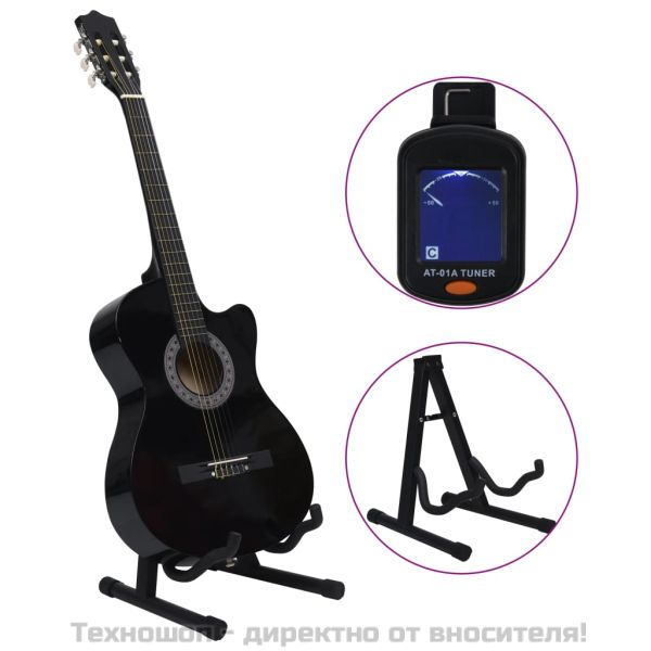 Комплект уестърн класическа китара 12 части 6 струни черна 38"